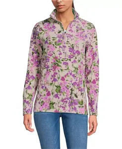 Женская удлиненная флисовая толстовка с молнией на четверть Anyweather Lands' End, розовый