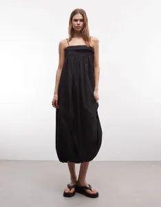 Черное свободное платье макси на бретельках с объемным подолом и бантами Reclaimed Vintage