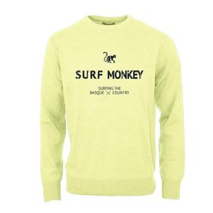 SURF MONKEY Толстовка с круглым вырезом из органического хлопка для взрослых (светло-желтая)