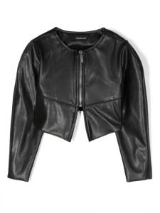 Monnalisa куртка из искусственной кожи на молнии, черный