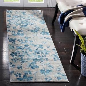 Ковер-дорожка SAFAVIEH, 67 x 336 см, коллекции Evoke Grey/Light Blue EVK236J цветочный без ворса для гостиной спальни