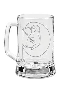 Гравированная пивная кружка с изображением пингвина и луны, без надписи, прозрачная. Mr. & Mrs. Panda