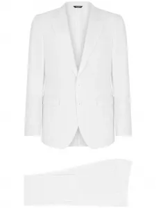 Льняной костюм Taormina с однобортным пиджаком DOLCE & GABBANA, белый