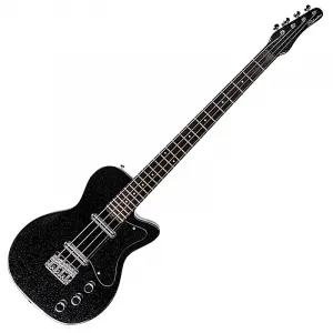 Squier Электрический бас Silvertone Classic 1444 BSF с короткой мензурой, черный с серебристым эффектом