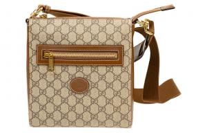 Сумка-мессенджер из холста с кожаными деталями, через плечо, кроссбоди мужская GUCCI