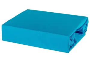 Простыня на резинке из 100% хлопкового трикотажа - 90х160 см, бирюзового цвета Soft Dream