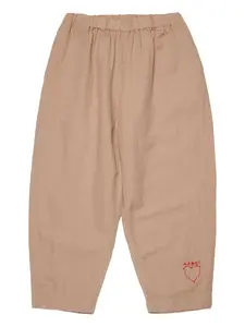 Брюки с вышивкой Marni Kids, бежевый