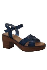 Сандалии на блочном каблуке с перекрестными ремешками IVACHY, синий