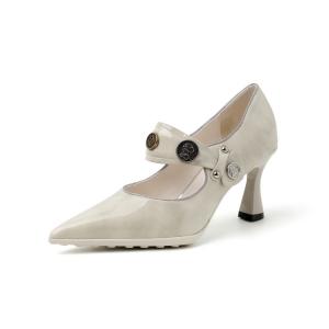 Echo&yolo Туфли Мэри Джейн на массивном каблуке женские белые, цвет White