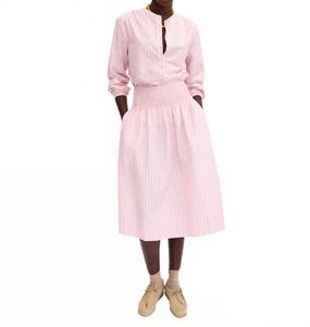 Юбка Zoe в полоску цвета пиона и загара Clare V., Peony/Tan Stripe