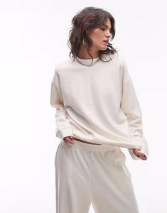 Толстовка с воронкообразным воротником и начесом кремового цвета Topshop