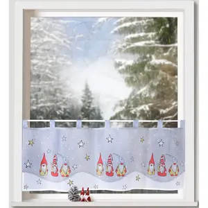 Шторка Scheibengardine Гномики со звездами с петлями, 1 шт., бистро, микросатин, рождество, ВxШ 45x120 см, гардина, штора Weckbrodt, Multi