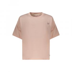 Розовая хлопковая женская футболка Guess Shoes, розовый