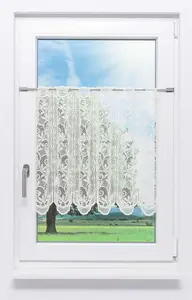 Штора Cafe с узором Виноградная лоза (Ш x В) 240 см * 60 см, бежевый/светло-бежевый Lysel