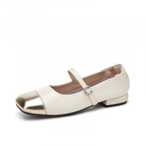 BalletCat Мэри Джейн туфли женские бежево-золотые, цвет Beige+Gold