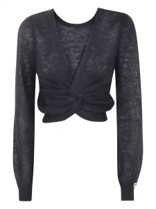 Укороченный свитер с драпировкой TWINSET, черный