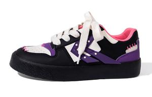 Кеды, скейтборд обувь женская низкая черный/м/фиолетовый Feiyue