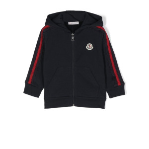 Худи на молнии с полосками Moncler Enfant, синий