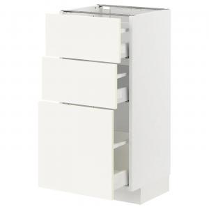 Тумба с 3 ящиками METOD/MAXIMERA IKEA, 40x37x80 см, цвет white/vallstena white