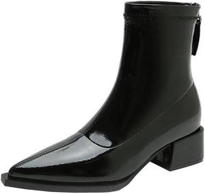 Женские винтажные облегающие ботильоны на низком каблуке, короткие ботинки, мода осень-зима Generic, New5