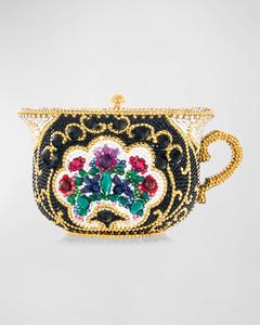 Сумка женская Teacup Royal Tea Minaudiere Judith Leiber Couture, цвет Champagne Jet Multi