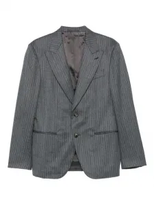 Полосатый костюм из шерсти Caruso, серый