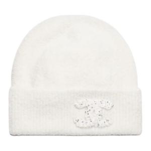 CHANEL Вязаная шапка женская черная, White