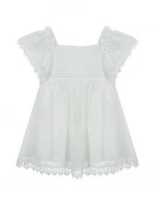 Кружевное платье с кружевом и бантом Lapin House, белый