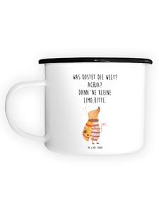 Эмалированная кружка XL с флагом Мотылек и надписью белого цвета Mr. & Mrs. Panda