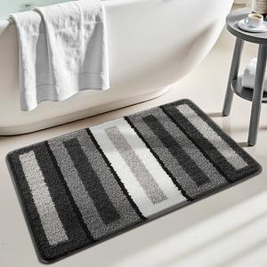Dajiang Ковер 80х50 см из флока для ванной комнаты, впитывающий, нескользящий, простой в уходе, Simple Life - Square Frame - Black, 1 шт