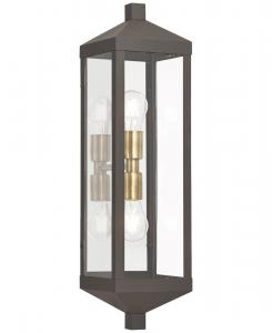 Настенный уличный фонарь Nyack с двумя плафонами Livex, цвет bronze