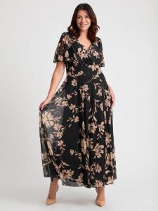 Платье макси Isabelle Floral с рукавами-фонариками Scarlett & Jo, Vintage Black/Cream