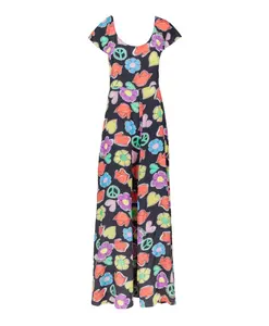 Длинное платье с принтом и круглым вырезом. Moschino, мультиколор