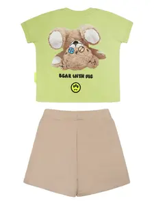 Комплект из топа и шортов с принтом Barrow kids, зеленый