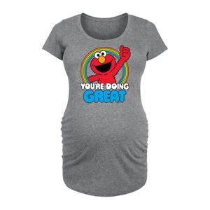 Футболка с принтом "Улица Сезам" для беременных "Элмо, ты делаешь это великолепно" Licensed Character, серый