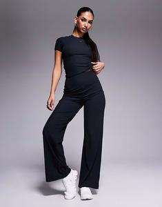 Мягкая на ощупь футболка в рубчик черного цвета 4505