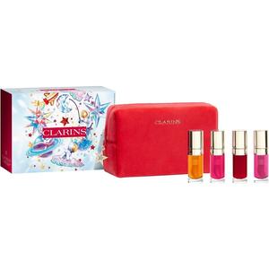 Помада CLARINS Lip Comfort Oil XMAS-Set, Lip Comfort Oil 01 7 ml + Lip Comfort Oil 02 7 ml + Lip Comfort Oil 03 7 ml + Lip Comfort Oil 04 7 ml + Täschchen / 4 x 7 ml