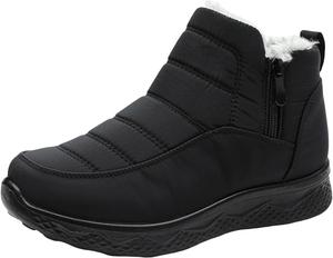 Зимние утепленные женские ботинки, легкие, комфортные, теплые, с плюшевой подкладкой, противоскользящие, водонепроницаемые, на молнии, ботильоны Generic, Black