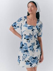Платье Reanna Floral из чистого льна Ghost, Blue/Multi