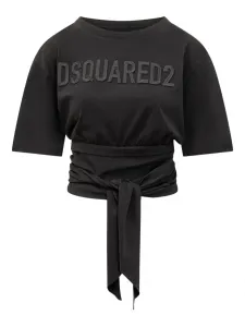 Футболка с завязками и логотипом Dsquared2, черный