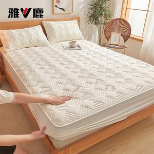 Yalu Простыня на резинке 150х200 см, утолщенная стеганая, клетка, цвет Cloud White