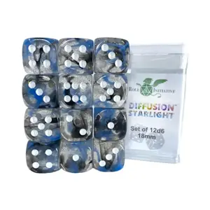 d6 18 мм Звездный свет с белым (12), Game Dice - Diffusion (Role 4 Initiative)