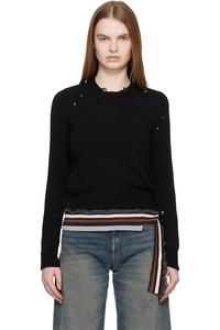 Вязаный топ в рубчик Mm6 Maison Margiela, черный