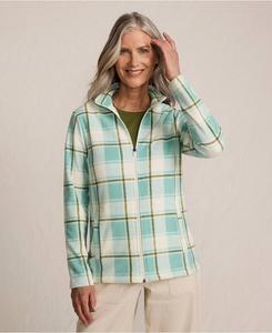 Женская флисовая куртка на молнии для любой погоды Lands' End, Mint sky buff check
