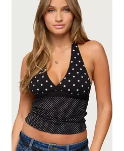 Женский топ Ginny с халтером в смешанный горошек Edikted, черный
