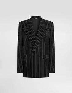 Двубортный пиджак из шерсти в полоску "sicilia" Dolce & Gabbana, мультиколор