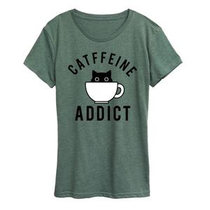 Футболка женская с принтом "Кофеманка" Catffeine Addict Unbranded, зеленый