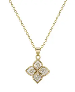 Ожерелье из искусственного перламутра с кристаллами в стиле Ренессанс, белого цвета, позолотой 14 карат, регулируемой длины 16-18 дюймов Adornia, white