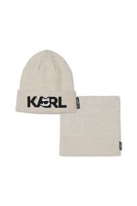 Детская хлопковая шапка и шарф Karl Lagerfeld, бежевый