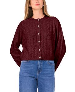 Женский кардиган с длинными рукавами и круглым вырезом 1STATE, Windsor Wine